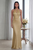 Halter Sky Blue Cut Out Mermaid Evening Dress