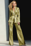 Silver Sequined Peak Lapel Women Prom Suits With Sash