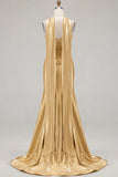Blue Mermaid Corset Sweetheart Convertible Satin Long Prom Dress with Streamer