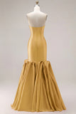 Mermaid Fuchsia Satin Strapless Long Prom Dress with 3D Flowers