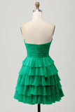 Yellow Strapless A Line Tiered Short Prom Dress with Bow