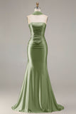 Champagne Beaded Neck Scarf Mermaid Prom Dress