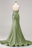 Royal Blue Mermaid Sweetheart Beaded Corset 3D Flower Long Prom Dress with Slit