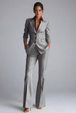 Kahki Peaked Lapel 2 Piece Single Breasted Women Suits