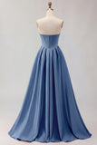 Golden A Line Corset Sweetheart Long Prom Dress