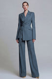 Notched Lapel Yellow 2 Piece Women Suits with Sash