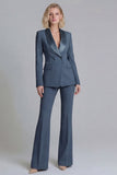 Shawl Lapel Green 2 Piece Classic Women Suits
