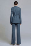 Notched Lapel Yellow 2 Piece Women Suits with Sash