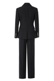 Peaked Lapel 3 Piece Black Single Buckle Women Suits