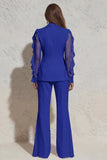 2 Piece Ruffled Notched Lapel White Women's Suit