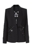 Sparkly Beaded Black Shawl Lapel Women Blazer