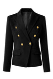 Peaked Lapel Double Breasted Black Women Blazer