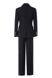 Peaked Lapel 3 Piece Black Single Buckle Women Suits