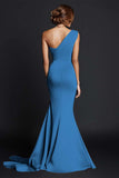 Khaki Mermaid One Shoulder Long Formal Dress