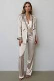 Dark Golden Beaded Peak Lapel 2 Piece Women Prom Suit