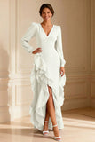 Mermaid Purple V-Neck Mother of the Bride Dress With Ruffles