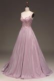 Sparkly Blush A Line Corset Prom Dress with Appliques