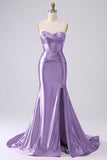 Sparkly Dark Green Mermaid Sweetheart Corset Long Prom Dress with Slit