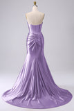 Sparkly Dark Green Mermaid Sweetheart Corset Long Prom Dress with Slit