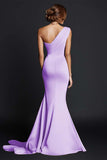 Khaki Mermaid One Shoulder Long Formal Dress