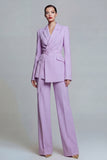 Notched Lapel Yellow 2 Piece Women Suits with Sash