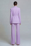 Notched Lapel Yellow 2 Piece Women Suits with Sash