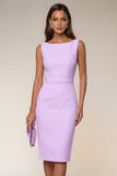 Pencil Bateau Neck White Knee-Length Work Dress