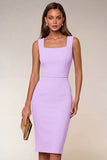 Pencil Square Neck Navy Work Dress
