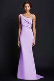 Khaki Mermaid One Shoulder Long Formal Dress