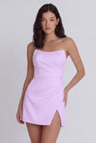 Strapless A Line Ivory Mini Graduation Dress with Slit