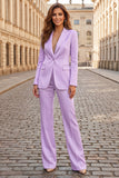 Peaked Lapel 2 Piece Sky Blue Single Buckle Women Suits