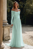 Off The Shoulder Long Sleeve Ivory Engagement Dress With Pleats