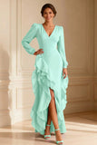 Mermaid Purple V-Neck Mother of the Bride Dress With Ruffles