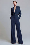 2 Piece Dark Green Peaked Lapel Women Suits