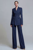 Notched Lapel Yellow 2 Piece Women Suits with Sash