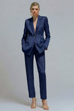 Orange 2 Piece Notched Lapel Single Buckle Women Suits