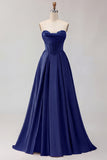 Golden A Line Corset Sweetheart Long Prom Dress