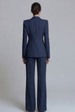 Pink Peaked Lapel 2 Piece Slim Fit Women Suits