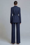 Notched Lapel Yellow 2 Piece Women Suits with Sash