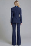 Shawl Lapel 2 Piece Grey Green Slim Fit Women Suits