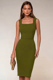 Pencil Square Neck Navy Work Dress