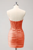 Fuchsia Sweetheart Corset Tight Short Prom Dress with Beading