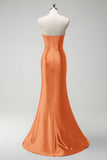 Dark Green Mermaid Beaded Keyhole Corset Satin Long Prom Dress with Slit