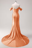 Glitter Blush Mermaid Cold Shoulder Beaded Long Prom Dress