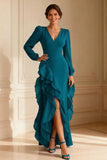 Mermaid Purple V-Neck Mother of the Bride Dress With Ruffles