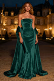 Strapless Silver Velvet Mermaid Evening Dress with Shawl
