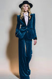 Velvet Burgundy 2 Piece Single Breasted Peak Lapel Prom Suits
