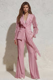2 Piece Ruffled Notched Lapel White Women's Suit