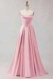 Golden A Line Corset Sweetheart Long Prom Dress