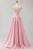 Golden A Line Corset Sweetheart Long Prom Dress